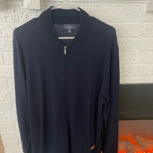 Men's Brook’s Brothers Navy Zip Down Fine Merino Wool Sweater